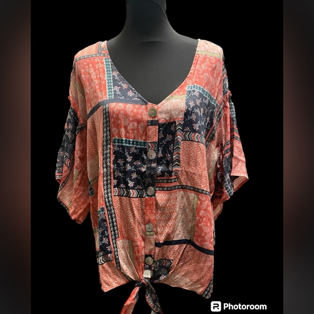 Notations Tie front blouse